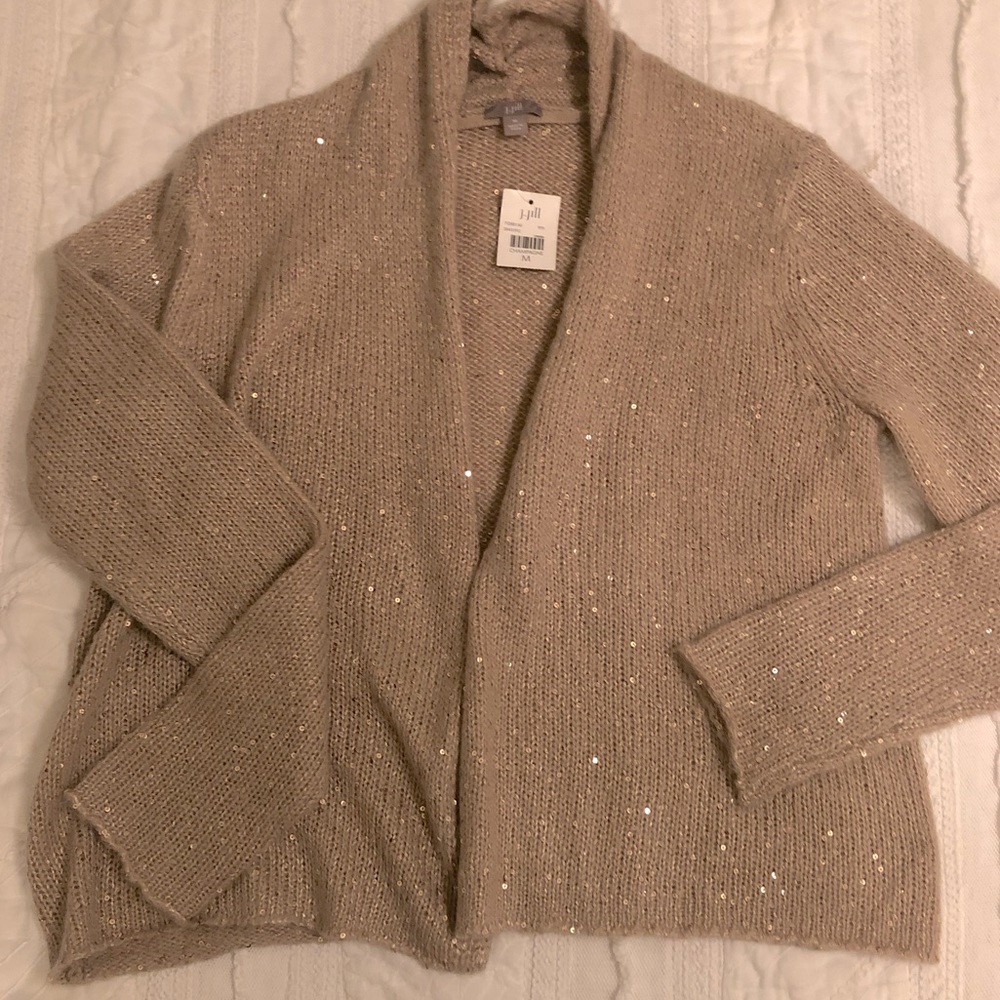 J Jill beige and gold cover/sweater.